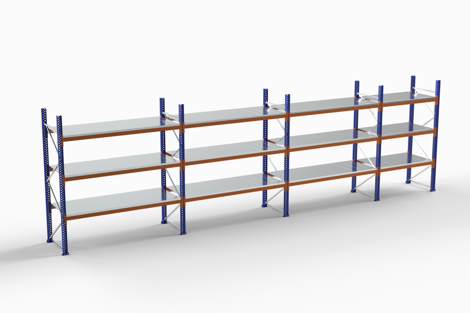 1-10400-3000-1050-3-2 10,3m Tavalı Palet Rafı / 105 Cm Derinlik / 3m Yükseklik / 2 Katman - Görsel 1