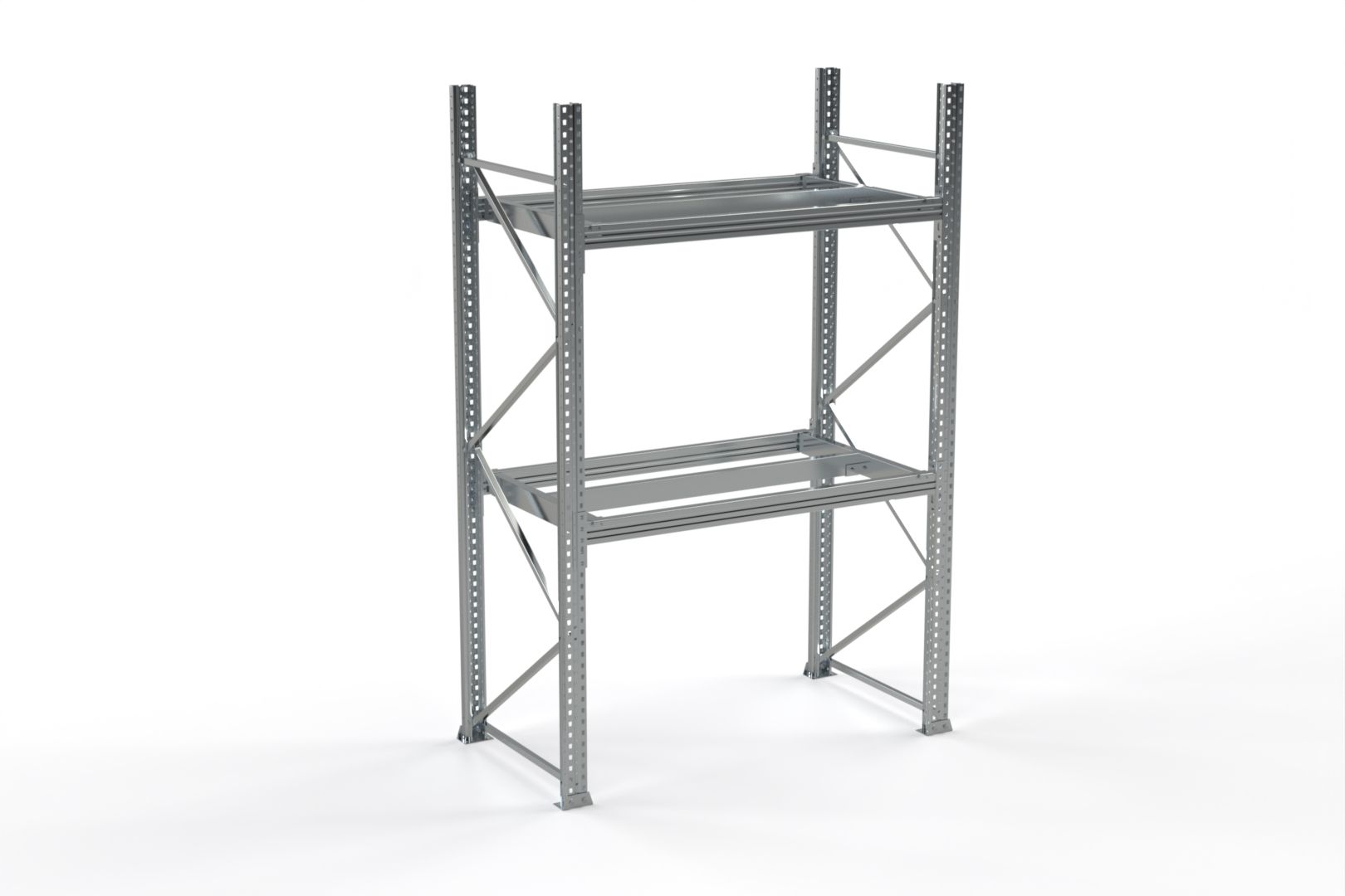 Revize 1,8 2 katman galvaniz 1,8m Galvanizli Palet Rafı/ 105 Cm Derinlik / 3m Yükseklik / 2 Katman - Görsel 1