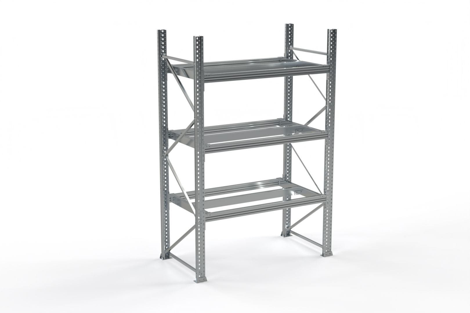 Revize 1,8 3 katman galvaniz 1,8 m Galvanizli Palet Rafı / 105 Cm Derinlik / 3m Yükseklik / 3 Katman - Görsel 1
