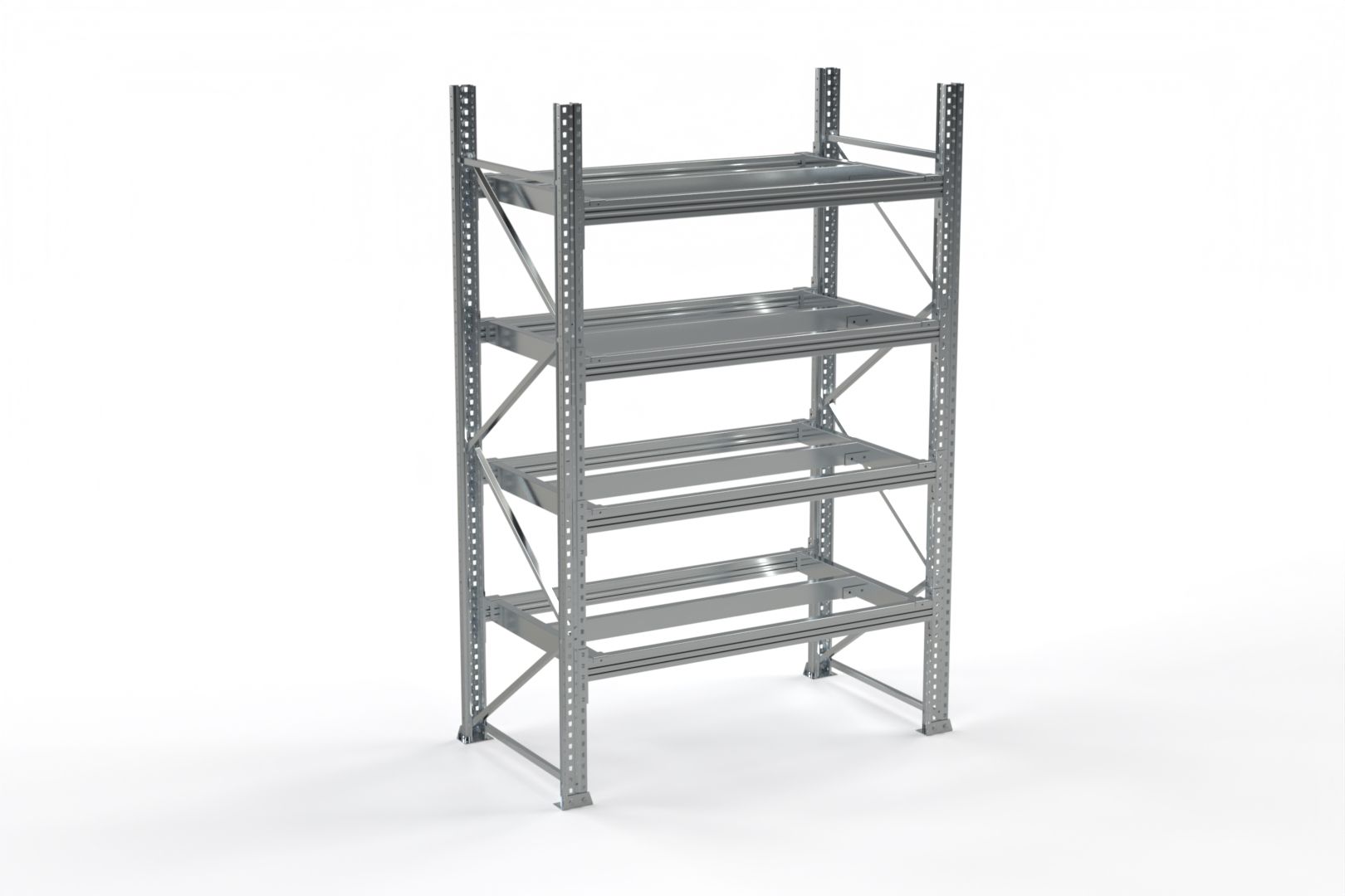 Revize 1,8 4 katman galvaniz 1,8 m Galvanizli Palet Rafı / 105 Cm Derinlik / 3m Yükseklik / 4 Katman - Görsel 1