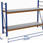 Minirack, Boyalı, 500kg, Yükseklik 1000mm, Genişlik 2116mm, 2 Kat, Kat Arası 700mm, Tavalı, Derinlik 1200mm