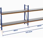 Minirack, Boyalı, 500kg, Yükseklik 1150mm, Genişlik 4174mm, 2 Kat, Kat Arası 805mm, Tavalı, Derinlik 500mm