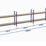 Minirack, Boyalı, 500kg, Yükseklik 1150mm, Genişlik 7290mm, 2 Kat, Kat Arası 805mm, Tavalı, Derinlik 1200mm
