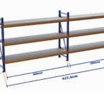 Minirack, Boyalı, 500kg, Yükseklik 1500mm, Genişlik 4174mm, 3 Kat, Kat Arası 595mm, Tavalı, Derinlik 500mm