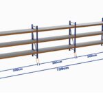 Minirack, Boyalı, 500kg, Yükseklik 1500mm, Genişlik 7290mm, 3 Kat, Kat Arası 595mm, Tavalı, Derinlik 600mm
