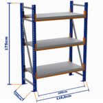Minirack, Boyalı, 500kg, Yükseklik 1750mm, Genişlik 1116mm, 3 Kat, Kat Arası 700mm, Tavalı, Derinlik 1000mm