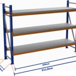 Minirack, Boyalı, 500kg, Yükseklik 1750mm, Genişlik 2116mm, 3 Kat, Kat Arası 700mm, Tavalı, Derinlik 1000mm