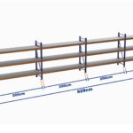 Minirack, Boyalı, 500kg, Yükseklik 1750mm, Genişlik 8290mm, 3 Kat, Kat Arası 700mm, Tavalı, Derinlik 1200mm