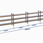 Minirack, Boyalı, 500kg, Yükseklik 1750mm, Genişlik 8290mm, 3 Kat, Kat Arası 700mm, Tavalı, Derinlik 800mm