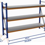 Minirack, Boyalı, 500kg, Yükseklik 2000mm, Genişlik 2116mm, 3 Kat, Kat Arası 805mm, Tavalı, Derinlik 500mm