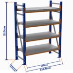 Minirack, Boyalı, 500kg, Yükseklik 2100mm, Genişlik 1116mm, 4 Kat, Kat Arası 595mm, Tavalı, Derinlik 1000mm