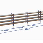 Minirack, Boyalı, 500kg, Yükseklik 2100mm, Genişlik 8290mm, 4 Kat, Kat Arası 595mm, Tavalı, Derinlik 600mm