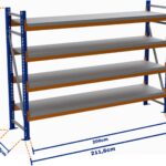 Minirack, Boyalı, 500kg, Yükseklik 2500mm, Genişlik 2116mm, 4 Kat, Kat Arası 700mm, Tavalı, Derinlik 1200mm