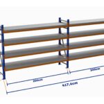 Minirack, Boyalı, 500kg, Yükseklik 2500mm, Genişlik 4174mm, 4 Kat, Kat Arası 700mm, Tavalı, Derinlik 600mm