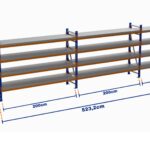 Minirack, Boyalı, 500kg, Yükseklik 2500mm, Genişlik 5232mm, 4 Kat, Kat Arası 700mm, Tavalı, Derinlik 500mm
