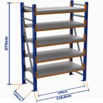 Minirack, Boyalı, 500kg, Yükseklik 2700mm, Genişlik 1116mm, 5 Kat, Kat Arası 595mm, Tavalı, Derinlik 1000mm