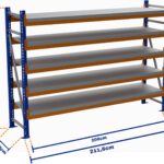 Minirack, Boyalı, 500kg, Yükseklik 2700mm, Genişlik 2116mm, 5 Kat, Kat Arası 595mm, Tavalı, Derinlik 1200mm