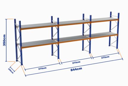 Paletli Raf, Boyalı, 1000kg, Yükseklik 3500mm, Genişlik 8440mm, Z+2, Tavalı, Derinlik 1050mm
