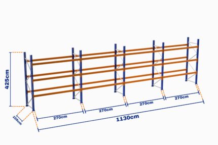 Paletli Raf, Boyalı, 1000kg, Yükseklik 4250mm, Genişlik 11300mm, Z+3, Desteksiz, Derinlik 1050mm