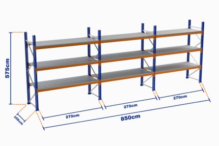 Paletli Raf, Boyalı, 1000kg, Yükseklik 5750mm, Genişlik 8500mm, Z+3, Tavalı, Derinlik 1050mm