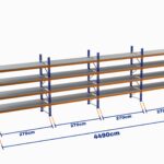 Paletli Raf, Boyalı, 1000kg, Yükseklik 6500mm, Genişlik 44900mm, Z+4, Tavalı, Derinlik 1050mm