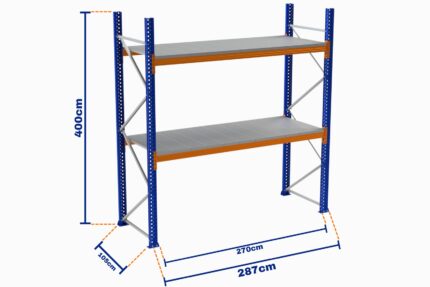 Paletli Raf, Boyalı, 500kg, Yükseklik 4000mm, Genişlik 2870mm, Z+2, Tavalı, Derinlik 1050mm