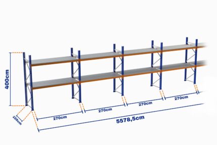 Paletli Raf, Boyalı, 500kg, Yükseklik 4000mm, Genişlik 55785mm, Z+2, Tavalı, Derinlik 1050mm