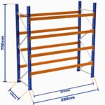 Paletli Raf, Boyalı, 500kg, Yükseklik 7500mm, Genişlik 2900mm, Z+4, Desteksiz, Derinlik 1050mm