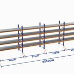 Paletli Raf, Boyalı, 500kg, Yükseklik 7500mm, Genişlik 42100mm, Z+4, Tavalı, Derinlik 1050mm