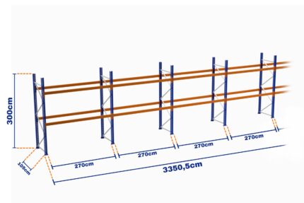 Paletli Raf, Boyalı, 750kg, Yükseklik 3000mm, Genişlik 33505mm, Z+2, Desteksiz, Derinlik 1050mm