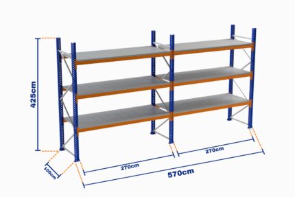 Paletli Raf, Boyalı, 750kg, Yükseklik 4250mm, Genişlik 5700mm, Z+3, Tavalı, Derinlik 1050mm
