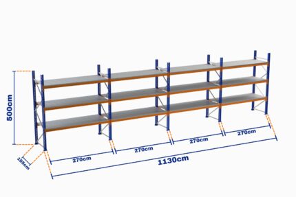 Paletli Raf, Boyalı, 750kg, Yükseklik 5000mm, Genişlik 11300mm, Z+3, Tavalı, Derinlik 1050mm