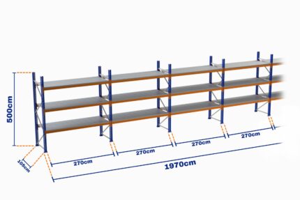Paletli Raf, Boyalı, 750kg, Yükseklik 5000mm, Genişlik 19700mm, Z+3, Tavalı, Derinlik 1050mm